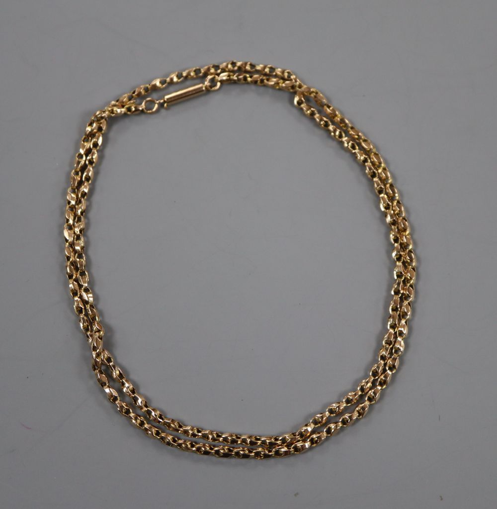 An Edwardian 9ct chain, 47cm, 5.2 grams.